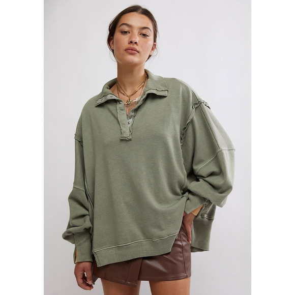 We The Free Tops - We The Free People Camden Henley Long Sleeve Sweatshirt XS Slouchy Boho Grunge